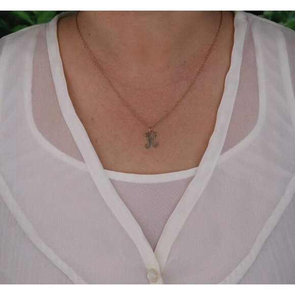 Pendant Only 14k Yellow Gold Letter 'K' Pendant Initial K Design 3/4" x 1/2" - Picture 4 of 6